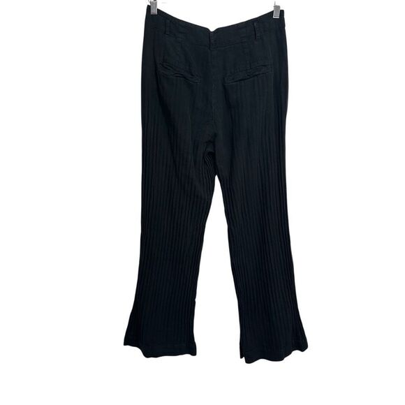 Free People Linen Blend Ribbed Flare Leg Pleated Trouser Pants, S - Picture 3 of 9